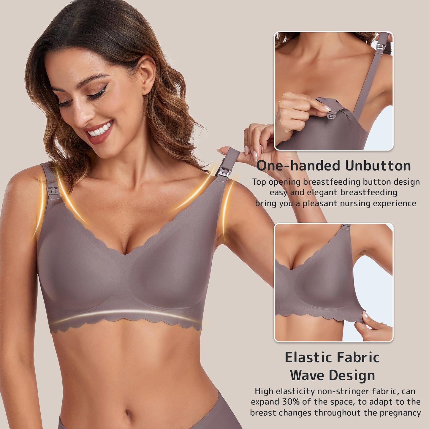 Gailife 3 Pack Nursing Bras for Breastfeeding Seamless Wireless Maternity Bras for Pregnancy Soft Sleep Bralette Pack