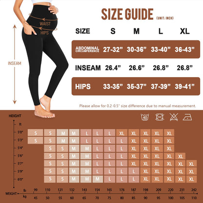 4 Pack Women’s Maternity Leggings with Pockets Over The Belly Butt Lift - Soft Workout Pregnancy Yoga Pants