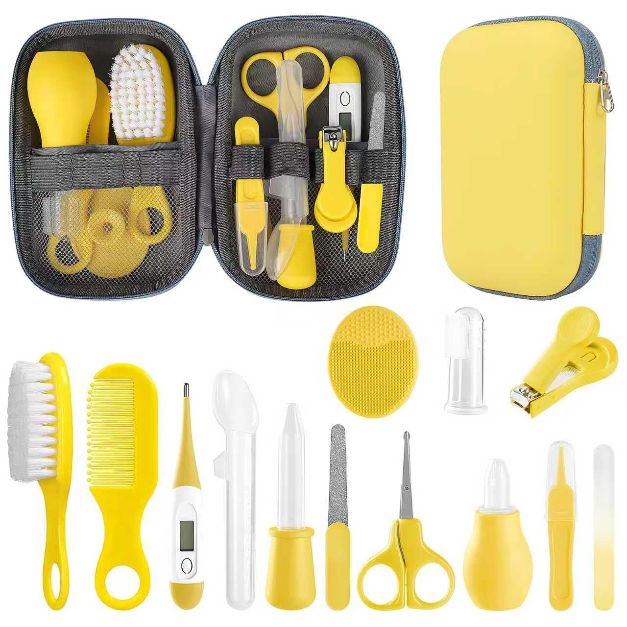 Baby Grooming Kit, Infant Safety Care Set with Hair Brush Comb Nail Clipper Nasal Aspirator,Baby Essentials Kit for Newborn Girls Boys (Pink Baby Grooming kit)