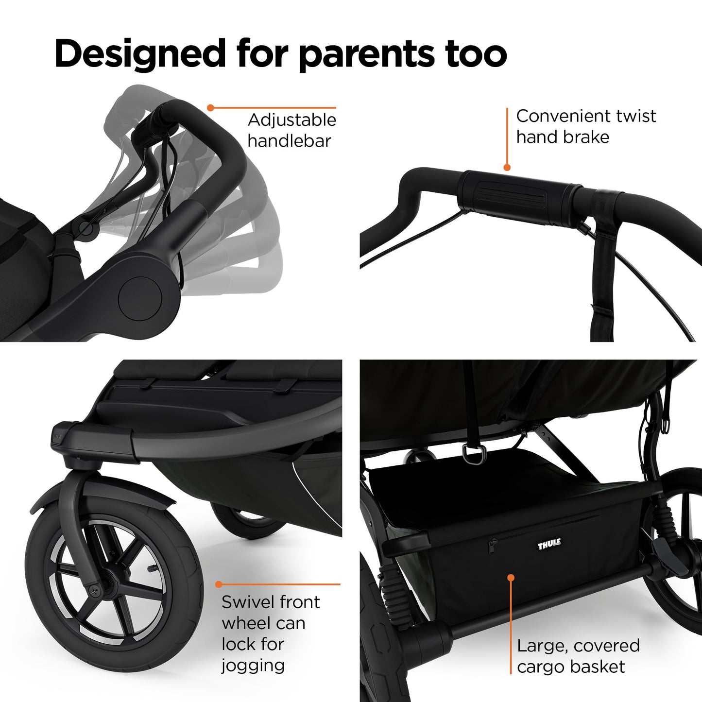 Thule Urban Glide 3 Single Child All-Terrain Stroller, Lightweight, Air-Filled Tires & Suspension, Integrated Hand Brake