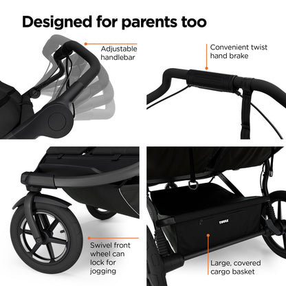 Thule Urban Glide 3 Single Child All-Terrain Stroller, Lightweight, Air-Filled Tires & Suspension, Integrated Hand Brake