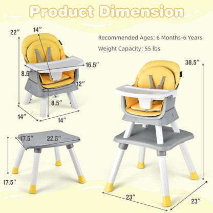 HONEY JOY 8 in 1 Baby High Chair, Convertible Highchair for Babies and Toddlers/Table and Chair Set/Building Block Table/Booster Seat/Stool/Toddler Chair with Safety Harness (Wave Gray)