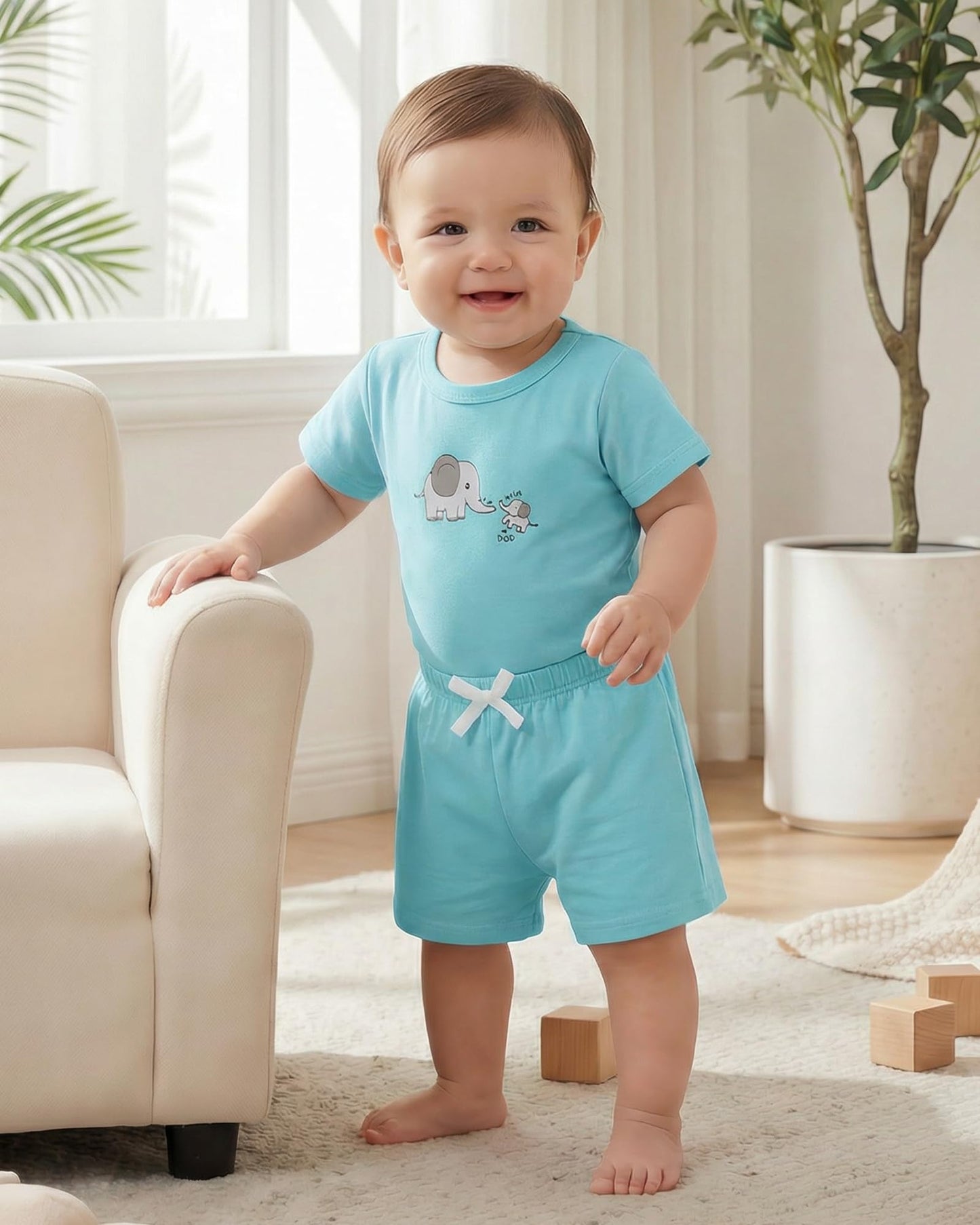 Jecson Newborn Boy Clothes Baby Boy Outfits Summer Set 6-Piece Cotton Short Sleeve Top and Shorts for 0-18M