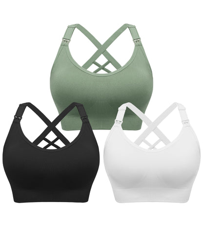 Angelhood Nursing Bras for Breastfeeding, Seamless Nursing Sports Bra Support Yoga Maternity Bras Pregnancy Sleep Bralette
