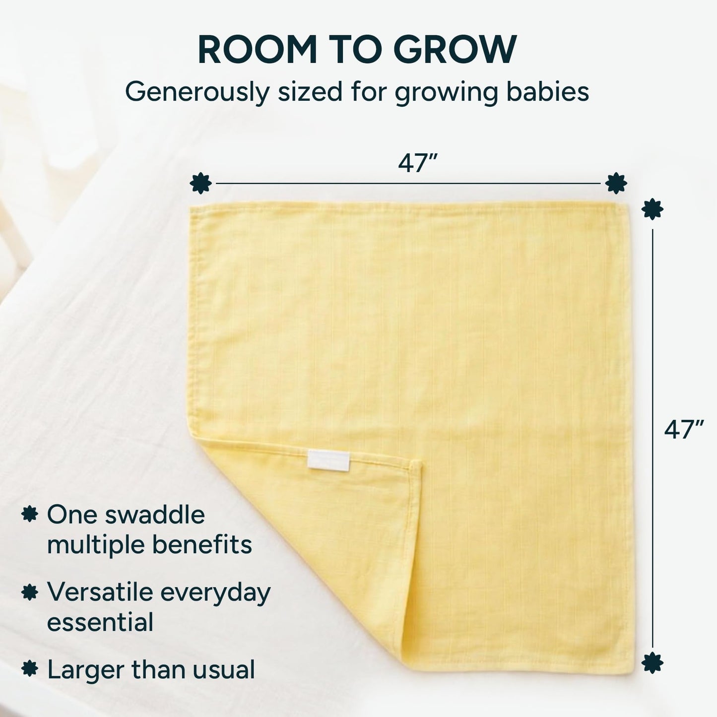 Muslin Swaddle Blankets for Newborns, 3 Pack Multipurpose 100% Organic Cotton, Ultra Soft Breathable Receiving Blanket 47 x 47 inches, Swaddle Wrap for Baby Boys & Girls