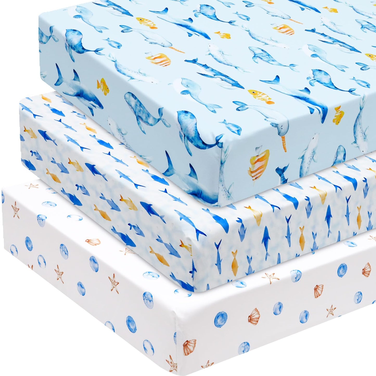 david's kids 3 Pack Fitted Crib Sheets, Ultra Soft Breathable Comfortable Baby Sheet Set for Boys Girls Neutral, 28x52 Inch Fits Standard Crib and Toddler Mattresses, Dinosaur