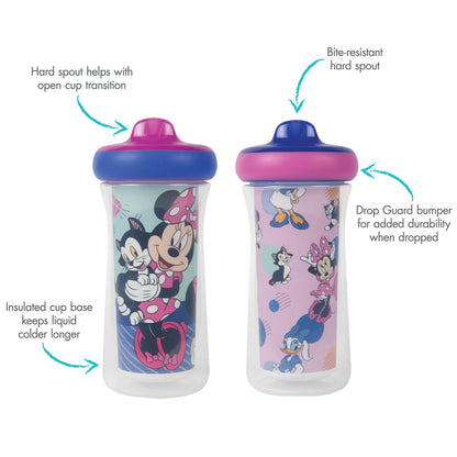 The First Years Disney Minnie Mouse Insulated Sippy Cups - Insulated Toddler Cups with Bite-Resistant Hard Spout - 9 Ounces - 2 Count