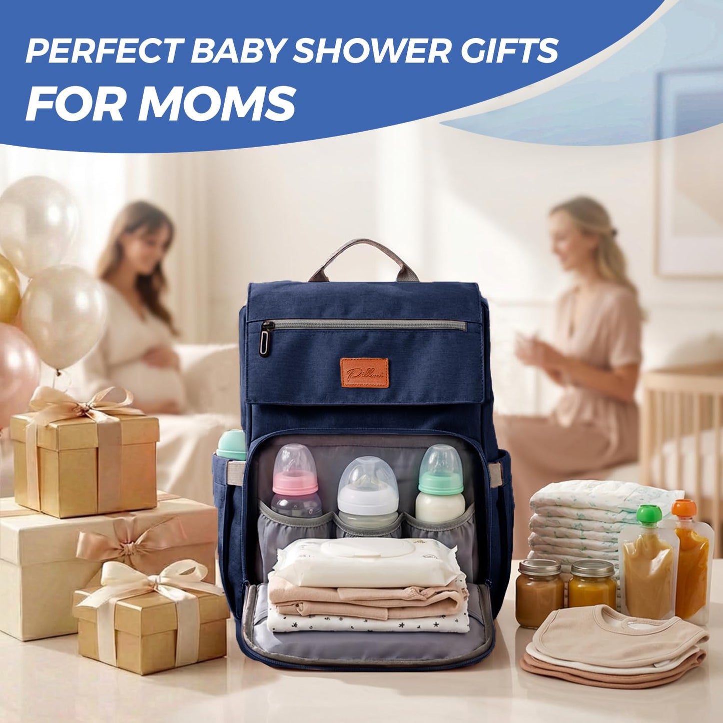 PILLANI Baby Diaper Bag Backpack - Baby Bag for Girls & Boys, Large Waterproof Toddler Diaper Backpack - Baby Shower Gifts & Registry Must Haves - Travel Diaper Bags with Changing Pad - Newborn Stuff