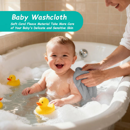 HOMEXCEL Baby Washcloths 24 Pack-Microfiber Coral Fleece Baby Bath Face Towel 7 x 9 Inch Extra Absorbent and Soft Burp Cloth and Wash Cloths for Newborn-Infants and Toddlers-Gentle On Sensitive Skin