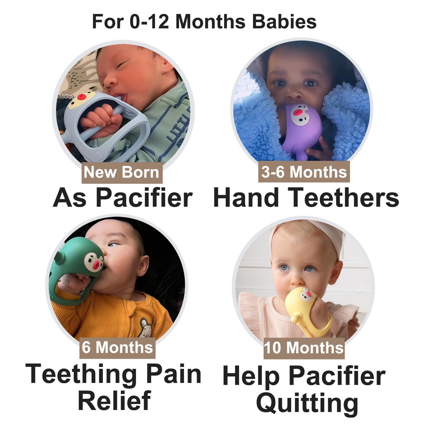 Smily Mia Penguin Teethers, Silicone TeethingToys for Babies 0-6Months, Baby Teethers for 3-6Months, Hand Teether for Infants, Teething/Teether Pacifiers for Infants, Light Purple