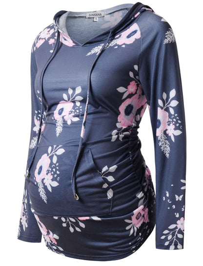 GINKANA Maternity Hoodie Long Sleeves Shirts Casual Maternity Top Pregnancy Sweatshirt Casual Clothes