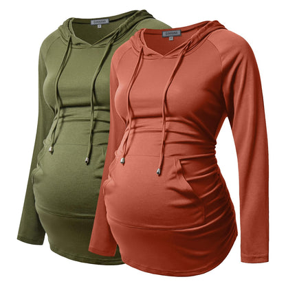 GINKANA Maternity Hoodie Long Sleeves Shirts Casual Maternity Top Pregnancy Sweatshirt Casual Clothes