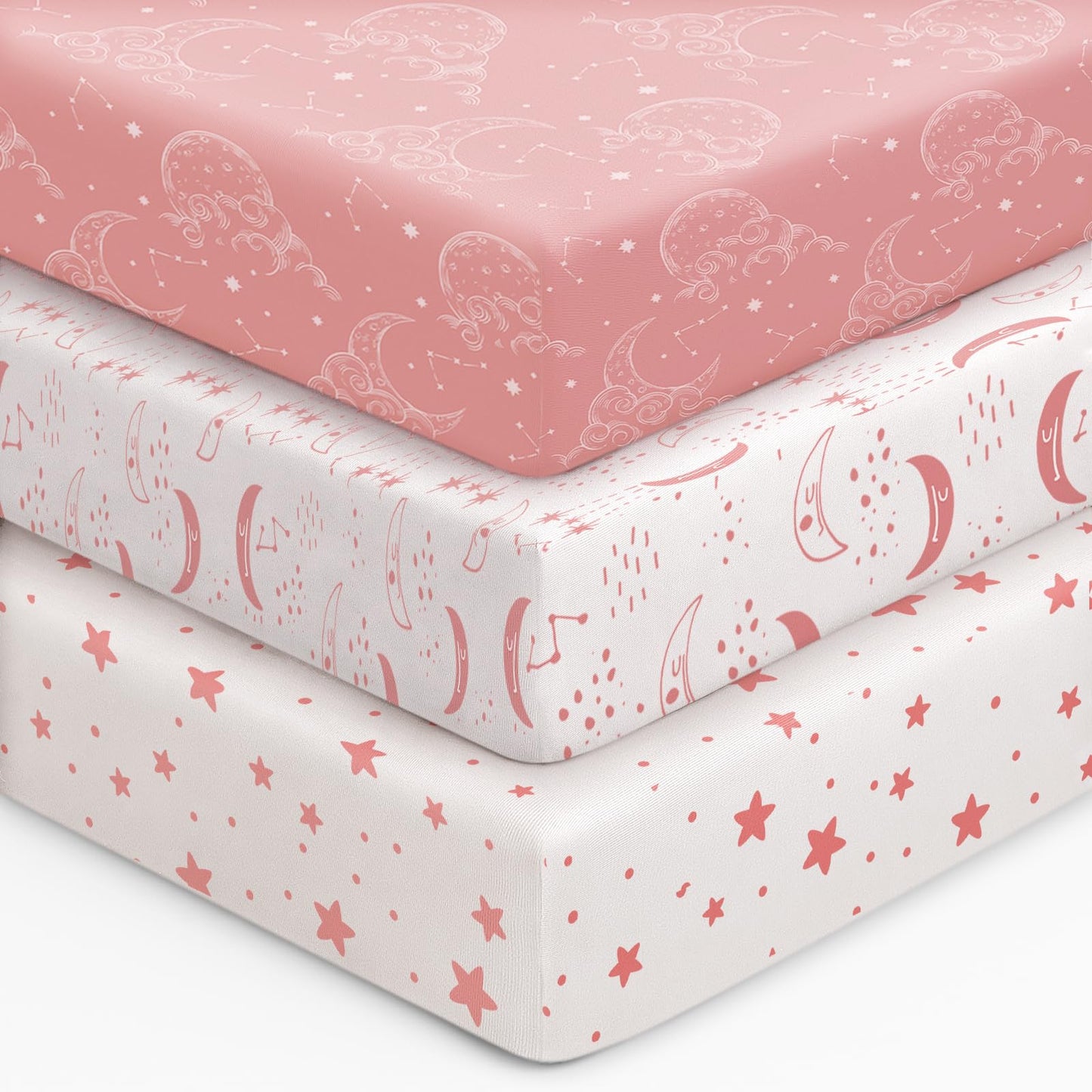 Unnivoll Baby Crib Sheets for Boys Girls, 28x52x8in Fitted Crib Sheet Neutral 3 Pack for Standard Crib and Toddler Mattress, Breathable Soft Microfiber Baby Sheet Blue Gray Planet