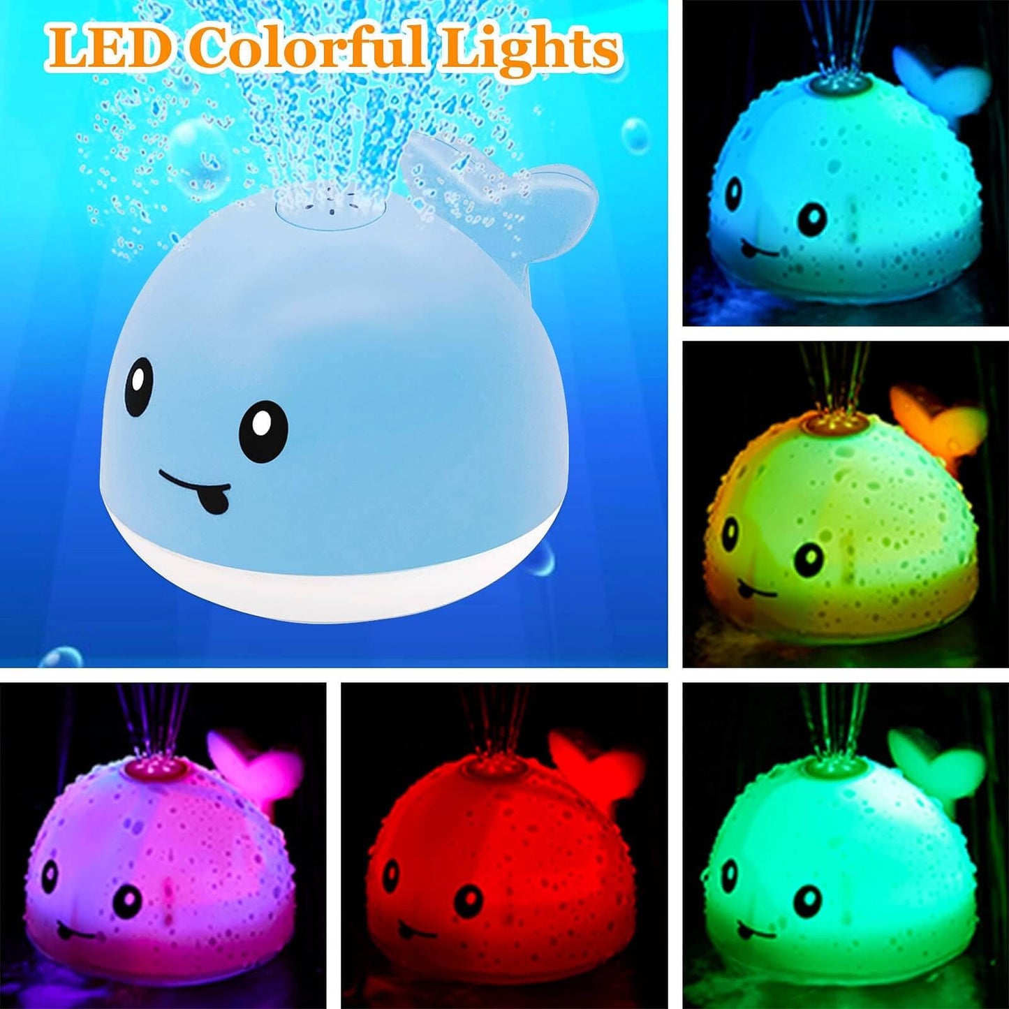 Toddla Whale Bath Toy Sprinkler - Water Pool Toys for Toddlers 1-3, Light Up Floating Baby Bath Toys, Birthday Gift for 1 2 3 4 5 Year Old Boys Girls,, Water Sensory Toys for Kids