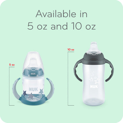 NUK Learner Cup, 6+ Months, Fun Fruits and Animals, Amazon Exclusive Collection, 5 Oz, Pack of 2 – BPA Free, Soft Spout, Spill Proof Sippy Cup