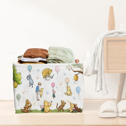 Winnie Nursery Decor, the Pooh Baby Stuff, Winnie Storage Nursery Basket, Large squarecanvas Laundry Hamper With A Waterproof PECoating, Foldable, Toys Bin, Baby Nursery HamperDecor, Star