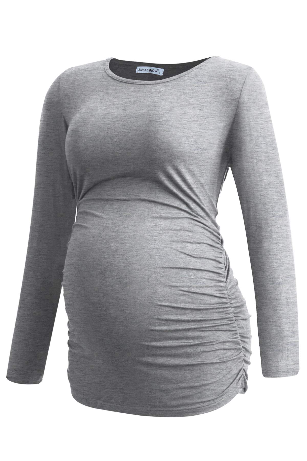 Smallshow Women's 4 Pack Maternity Shirts Long Sleeve Ruched Pregnancy Clothes Tops