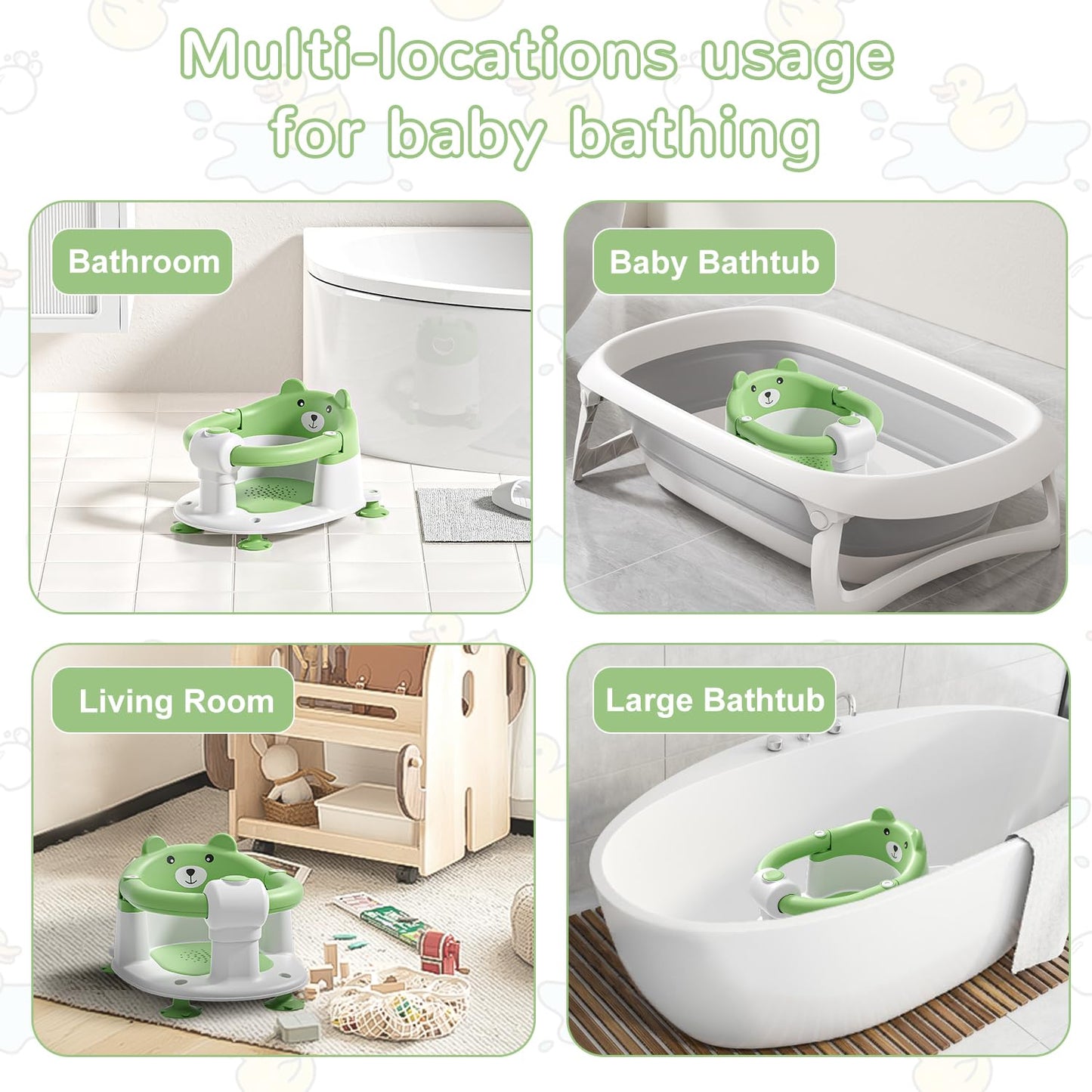 Baby Bath Seat for Babies 6 Months & up, Non-Slip Toddler Bath Seats for Babies Sitting Up, Safe Infant & Newborn Bathtub Chair with 4 Suction Cups & Soft Cushion for Shower,Blue
