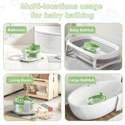 Baby Bath Seat for Babies 6 Months & up, Non-Slip Toddler Bath Seats for Babies Sitting Up, Safe Infant & Newborn Bathtub Chair with 4 Suction Cups & Soft Cushion for Shower,Blue