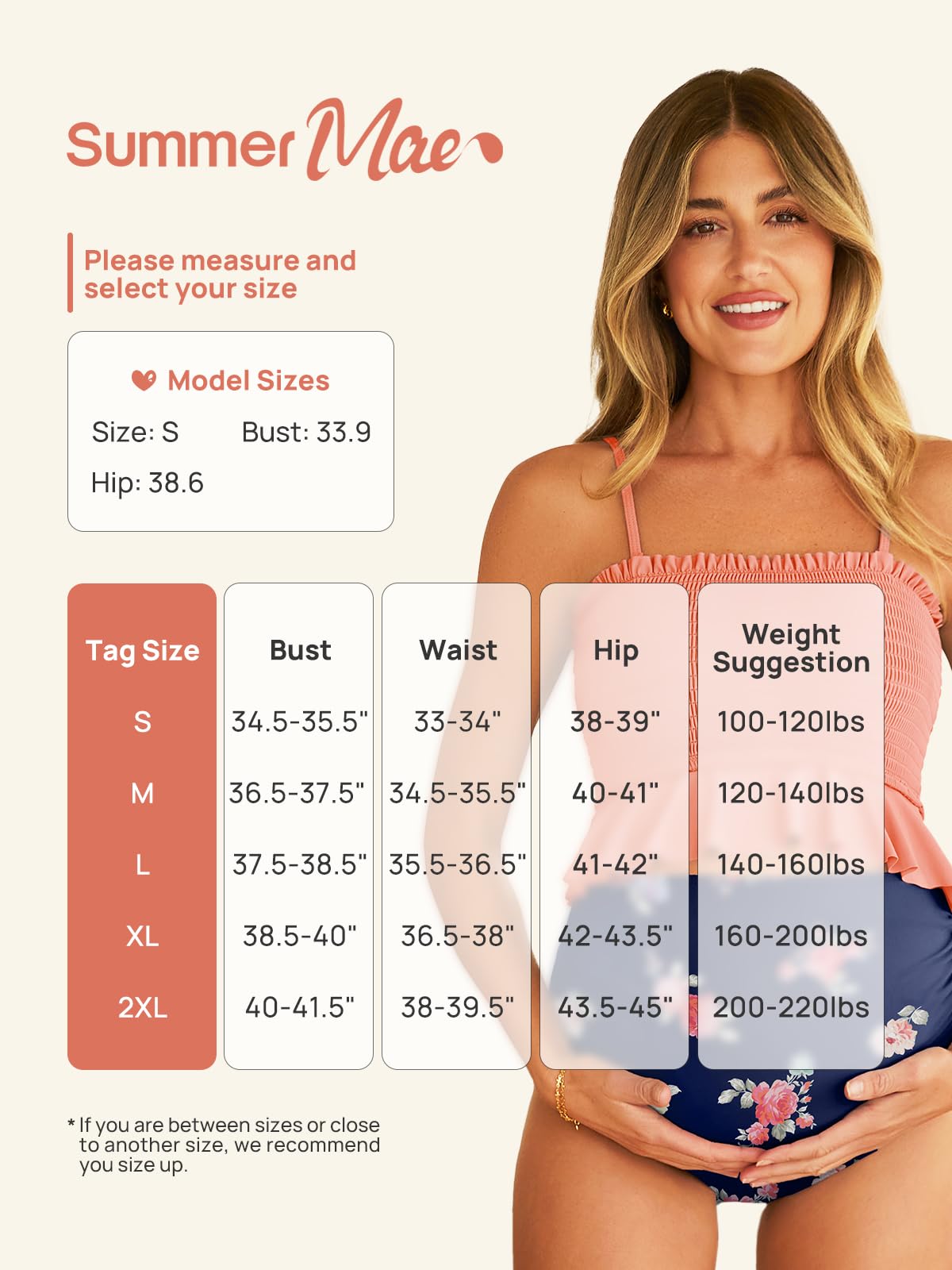 Summer Mae Maternity High Waist Swimsuit Ruffle Hem Bikini Bathing Suit Shirred Bandeau Two Piece Pregnancy Swimwear