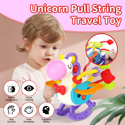 usrela 4 in 1 Baby Toys for 6 12 18 Month, Learning Toys for Babies 6-12 Months, Busy Cube, Stacking Sorter, Piano Xylophone Pull String Travel Toy, Birthday Gifts for Toddlers 1 2 Years Old
