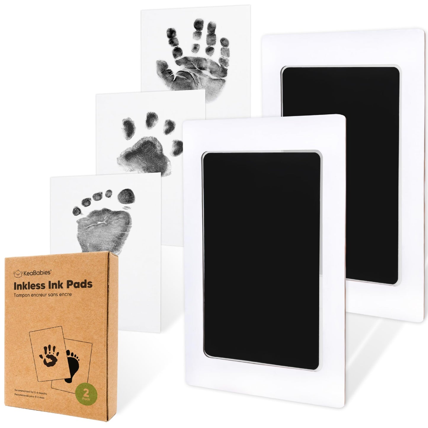 4-Pack Inkless Baby Hand and Footprint Kit - Mess Free Ink Pad for Newborn Keepsake, Dog Nose & Paw Print Kit, Clean Touch Ink Pad for Baby Hand & Footprints, First Mother's Day (Jet Black)