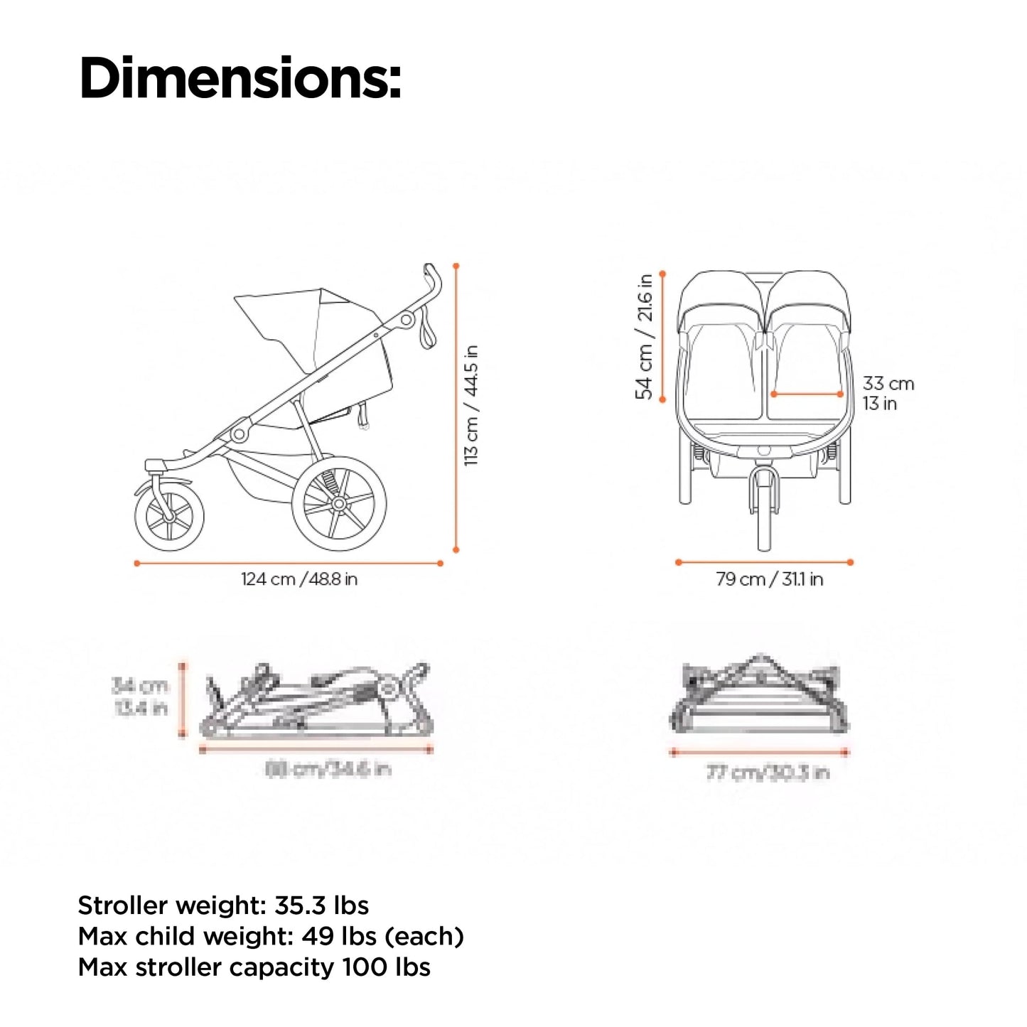 Thule Urban Glide 3 Single Child All-Terrain Stroller, Lightweight, Air-Filled Tires & Suspension, Integrated Hand Brake