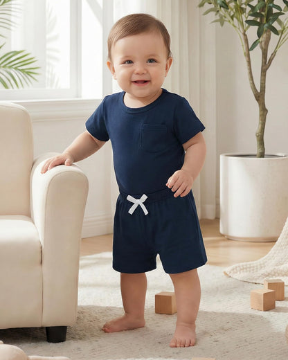 Jecson Newborn Boy Clothes Baby Boy Outfits Summer Set 6-Piece Cotton Short Sleeve Top and Shorts for 0-18M
