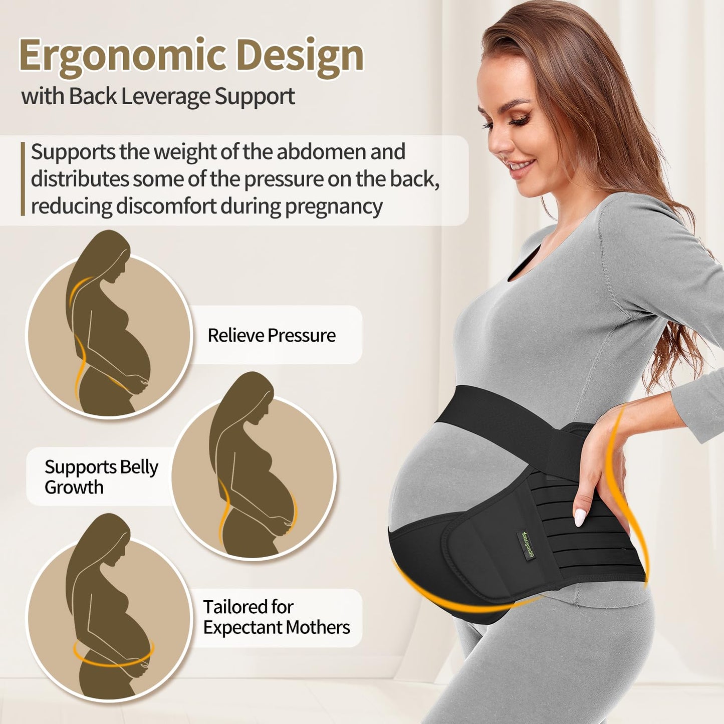 ChongErfei Maternity Belt, Pregnancy 3 in 1 Support Belt for Back/Pelvic/Hip Pain, Maternity Band Belly Support for Pregnancy Belly Support Band (L: Fit Ab 39.5"-51.3", Black)