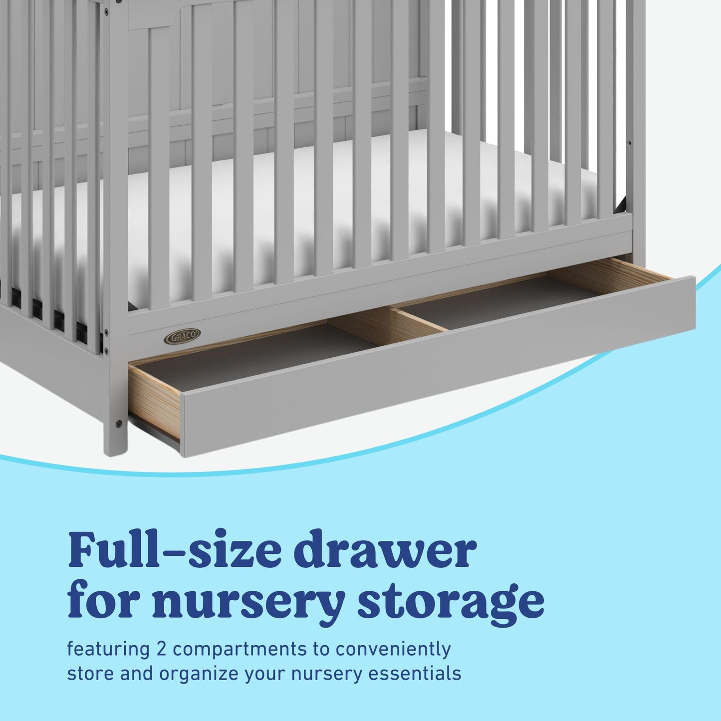 Graco Hadley 5-in-1 Convertible Crib & Changer – GREENGUARD Gold Certified, Fits Standard Crib Mattress, Converts to Toddler Bed and Full Bed, 4 Adjustable Mattress Heights (Pebble Gray)
