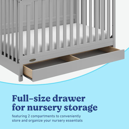 Graco Hadley 5-in-1 Convertible Crib & Changer – GREENGUARD Gold Certified, Fits Standard Crib Mattress, Converts to Toddler Bed and Full Bed, 4 Adjustable Mattress Heights (Pebble Gray)