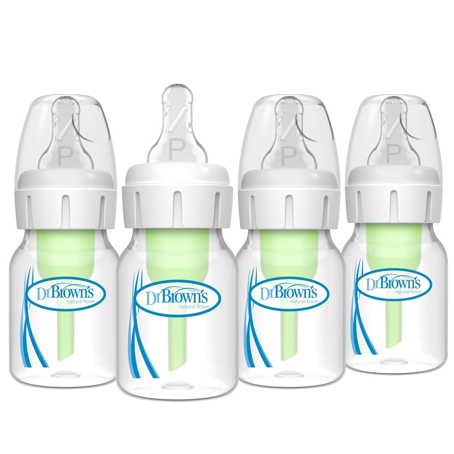 Dr. Brown's Natural Flow Anti-Colic Options+ Narrow Baby Bottle, 8 oz/250 mL, with Level 1 Slow Flow Nipples, 0m+, 4 Pack