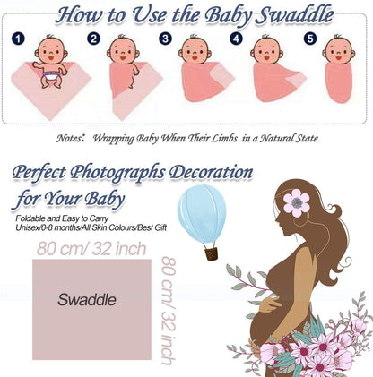 SUFEINI Maternity Robe and Matching Baby Swaddle Blanket Set, Mommy Robe with Receiving Blanket Girls Boys Sleepwear