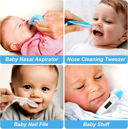 Baby Grooming Kit, Infant Safety Care Set with Hair Brush Comb Nail Clipper Nasal Aspirator,Baby Essentials Kit for Newborn Girls Boys (Pink Baby Grooming kit)