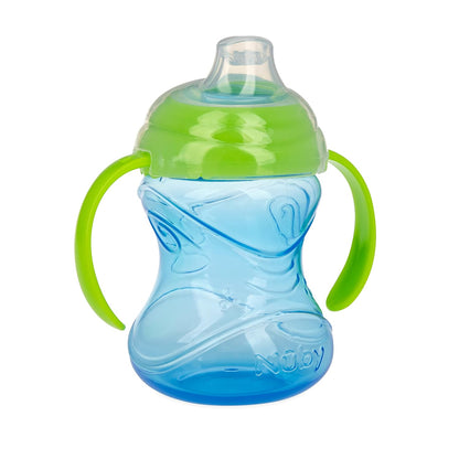 Nuby Clik-It Grip N' Sip Soft Spout No-Spill Training Sippy Cup with Handles - (3-Pack) 10 oz - 4+ Months - Aqua/Purple/Pink