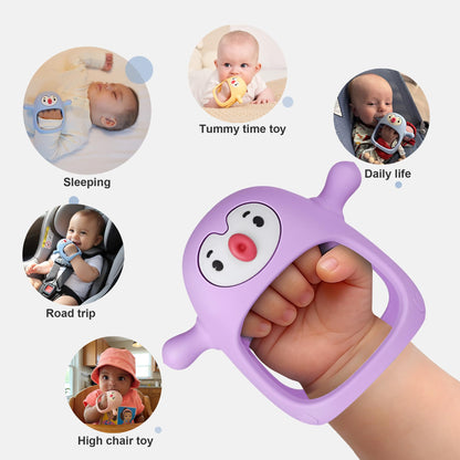 Smily Mia Penguin Teethers, Silicone TeethingToys for Babies 0-6Months, Baby Teethers for 3-6Months, Hand Teether for Infants, Teething/Teether Pacifiers for Infants, Light Purple
