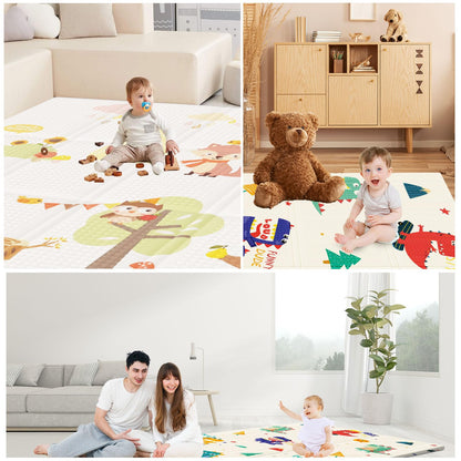 XVISHX Baby Play Mat, 50 x 50 Inch Play Mat Perfect for Use Baby Playpen, Foldable Baby Foam Playmat for Floor, Portable Waterproof Activity PlayMats for Babies, Infants and Toddlers