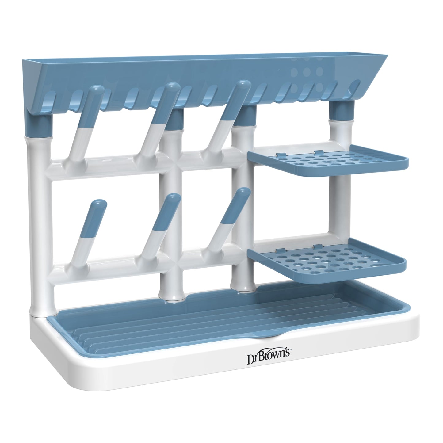 Dr. Brown's Baby Bottle Drying Tower, Stand-Up Countertop Drying Rack with Organized Storage for Baby Essentials, Space Saving Vertical Rack, Black/White