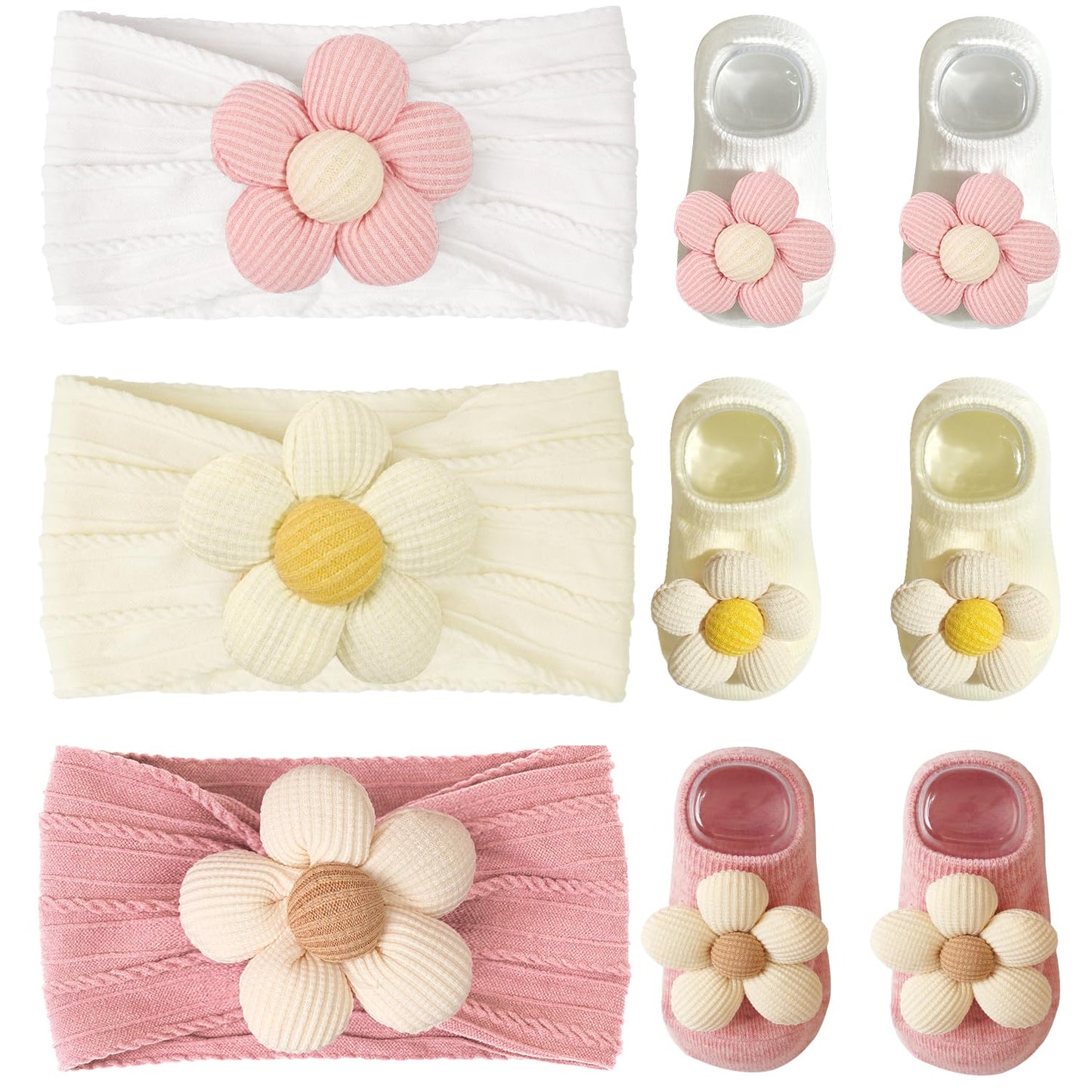 CÉLLOT 5 Pcs Baby Flower Headbands Baby Girls Nylon Headbands Soft Hairbands Hair Accessories for Newborn Infant Toddler Kids
