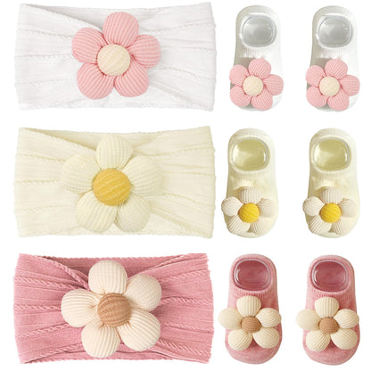 CÉLLOT 5 Pcs Baby Flower Headbands Baby Girls Nylon Headbands Soft Hairbands Hair Accessories for Newborn Infant Toddler Kids