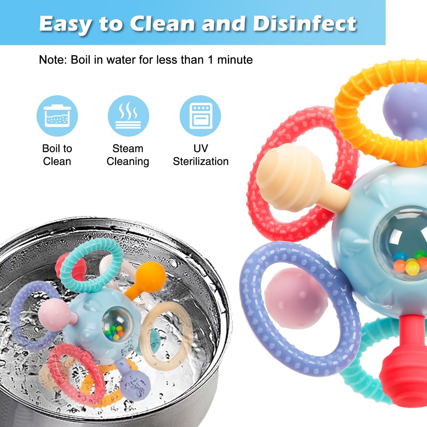 Baby Montessori Sensory Toys for 0-6 6-12 Months, Baby Teether Teething Toys for Babies 0 3 6 9 12 18 Months, Newborn Infant Learning Developmental Toys Gifts for 1 2 Year Old Boys Girls