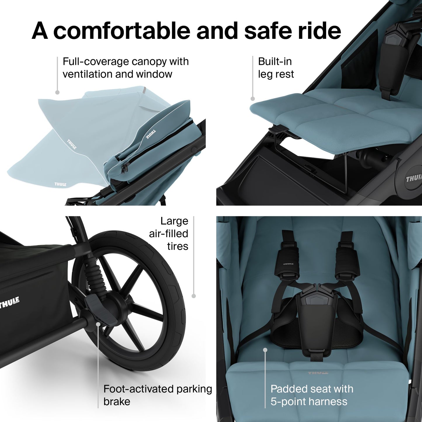Thule Urban Glide 3 Single Child All-Terrain Stroller, Lightweight, Air-Filled Tires & Suspension, Integrated Hand Brake