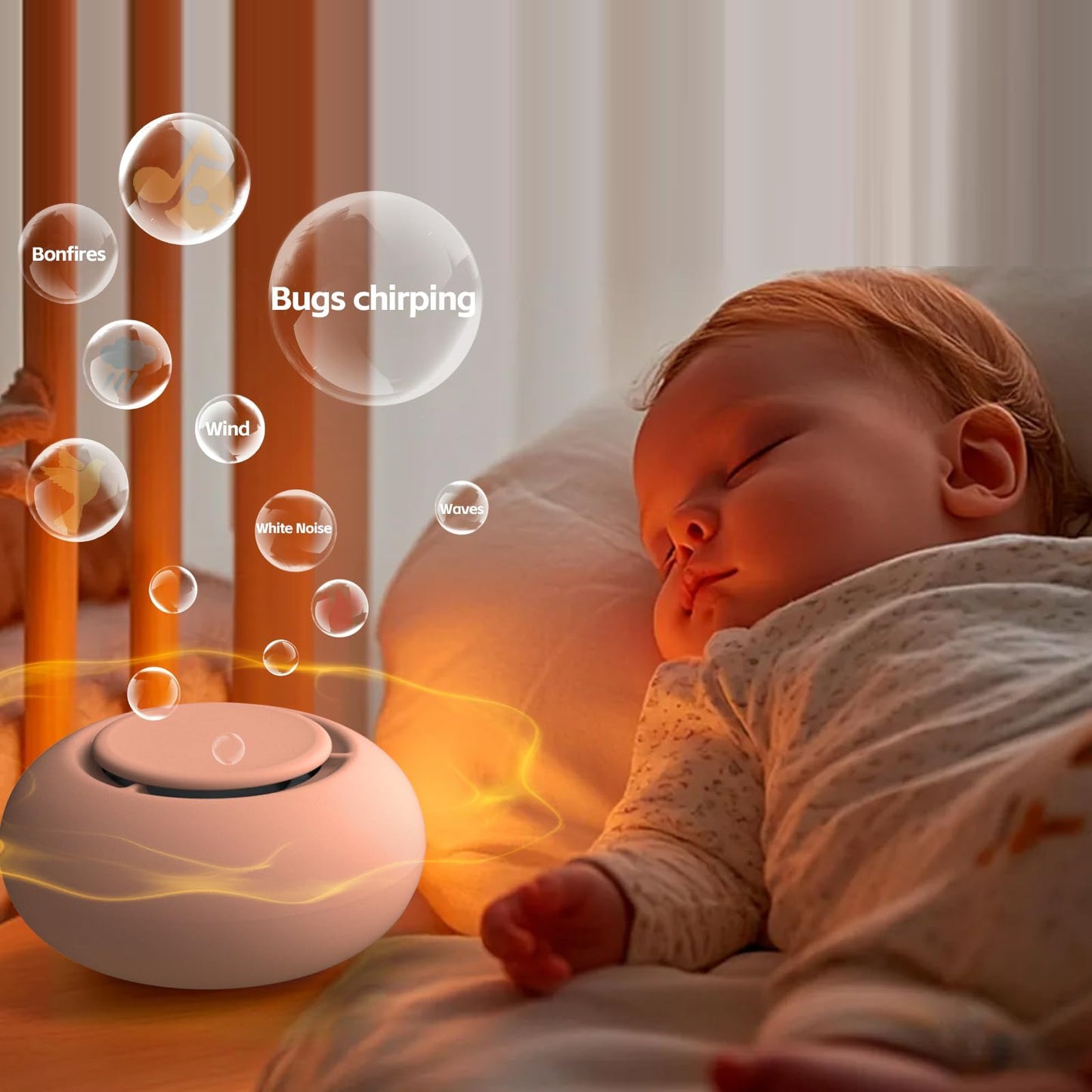 Portable Baby Sound Machine [White Noise for Babies Kids Adults][Timer Function][12 Soothing Sounds][Sleep Soother] 15 Hours Battery Life, Travel,Registry,Gifts,Shower,Clips on Baby Stroller