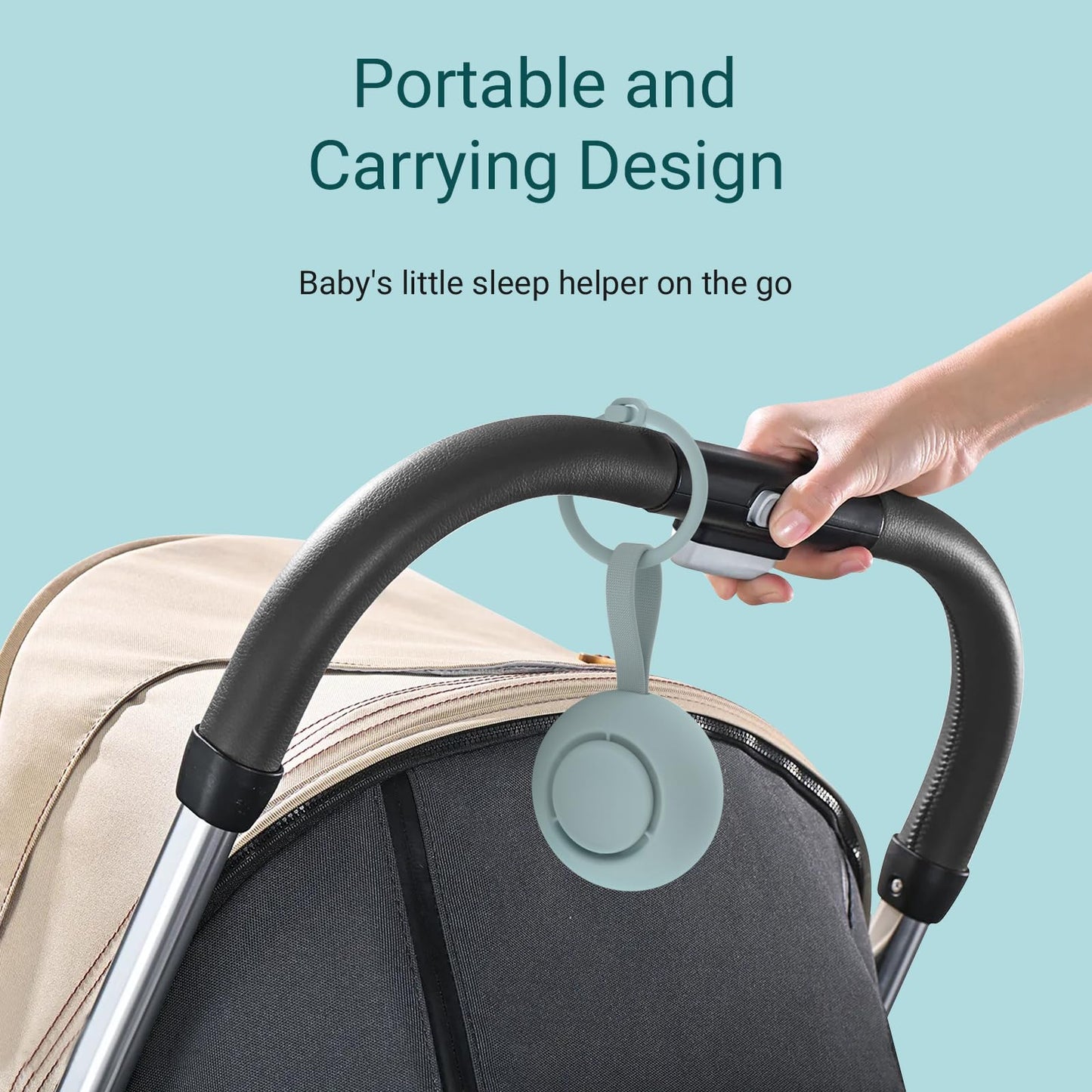 Portable Baby Sound Machine [White Noise for Babies Kids Adults][Timer Function][12 Soothing Sounds][Sleep Soother] 15 Hours Battery Life, Travel,Registry,Gifts,Shower,Clips on Baby Stroller