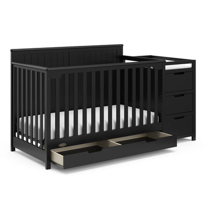 Graco Hadley 5-in-1 Convertible Crib & Changer – GREENGUARD Gold Certified, Fits Standard Crib Mattress, Converts to Toddler Bed and Full Bed, 4 Adjustable Mattress Heights (Pebble Gray)