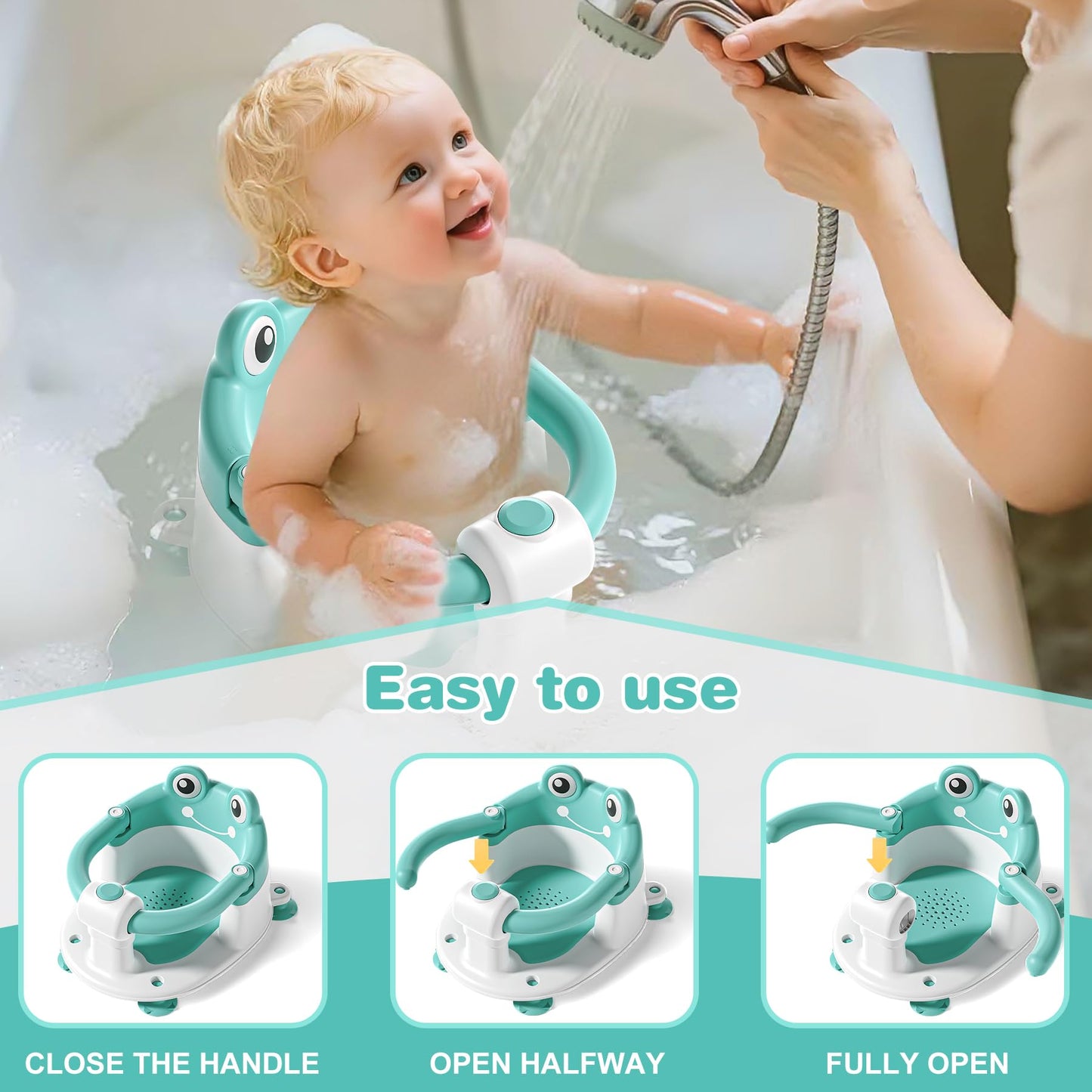 Baby Bath Seat for Babies 6 Months & up Non-Slip Toddler Bath Seats for Sitting Up Infant Bathtub Chair with Suction Cups and Soft Cushion for Baby Shower Tub Seat