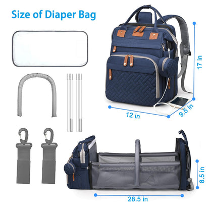 Jeryswet Baby Diaper Bags with Changing Station, Waterproof Large Capacity Diaper Bag Backpack for Moms Dads with USB Charging Port and Stroller Straps, Baby Shower Gifts, Grey