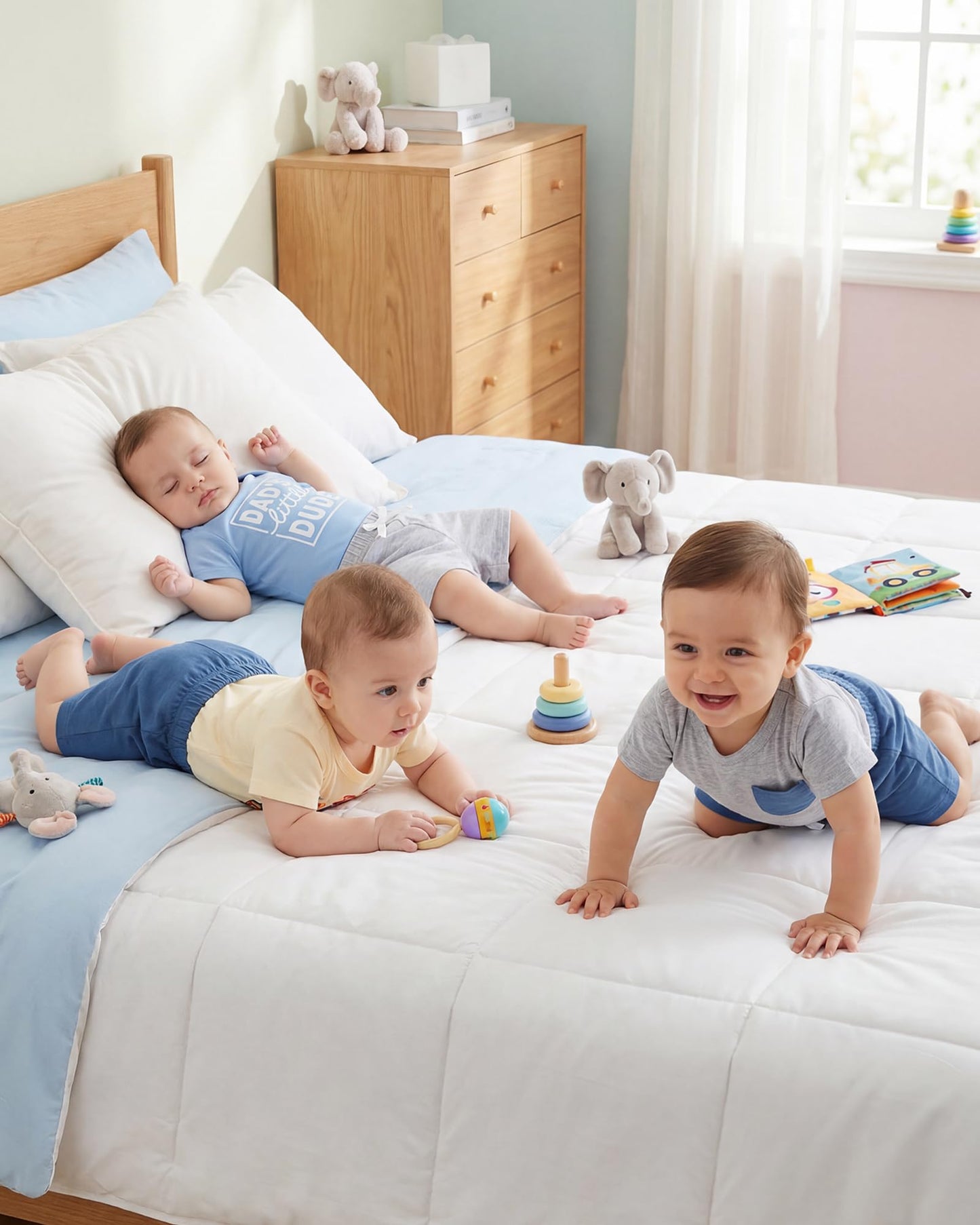 Jecson Newborn Boy Clothes Baby Boy Outfits Summer Set 6-Piece Cotton Short Sleeve Top and Shorts for 0-18M
