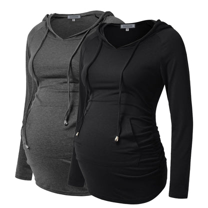 GINKANA Maternity Hoodie Long Sleeves Shirts Casual Maternity Top Pregnancy Sweatshirt Casual Clothes