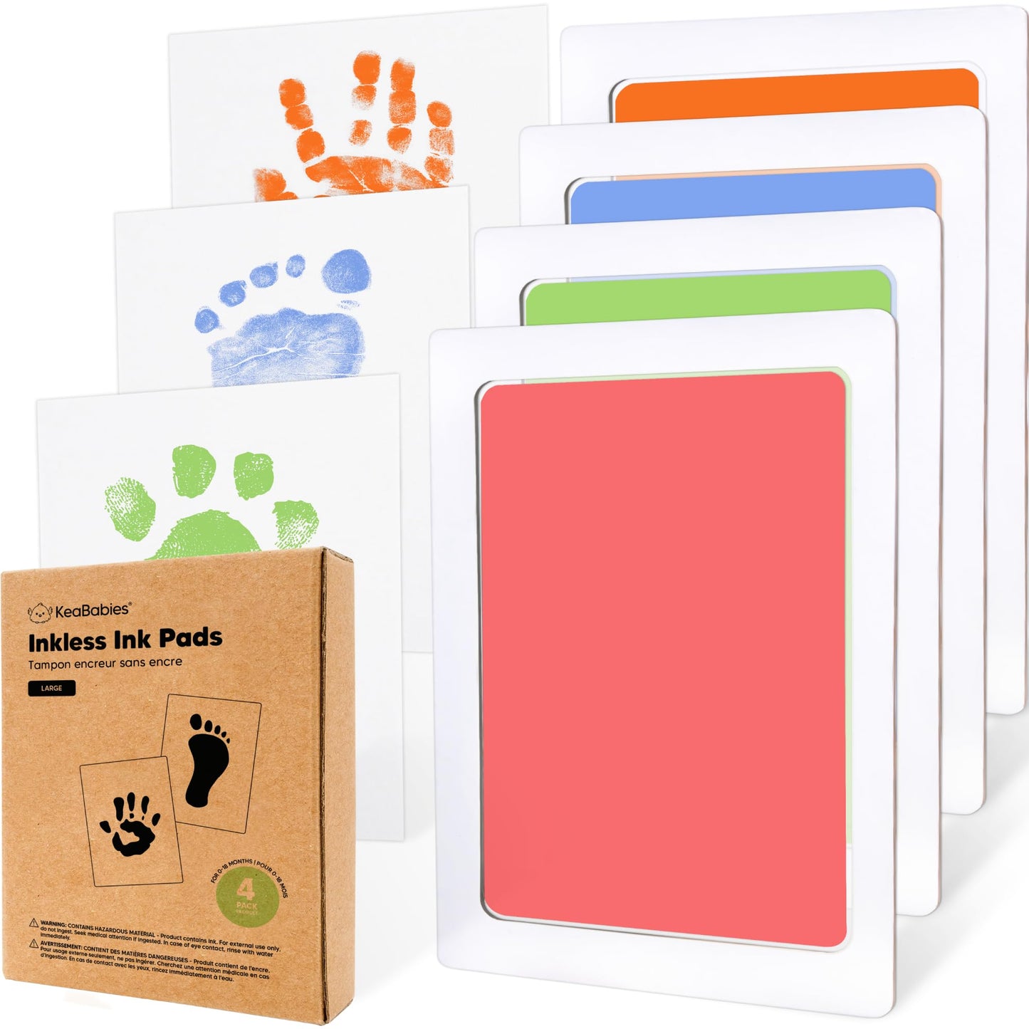 4-Pack Inkless Baby Hand and Footprint Kit - Mess Free Ink Pad for Newborn Keepsake, Dog Nose & Paw Print Kit, Clean Touch Ink Pad for Baby Hand & Footprints, First Mother's Day (Jet Black)